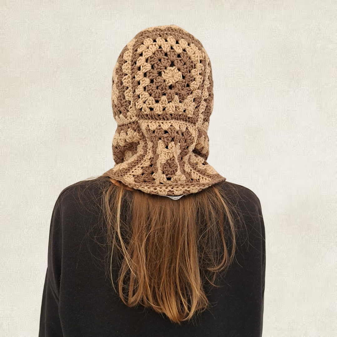 Multicoloured granny square balaclava