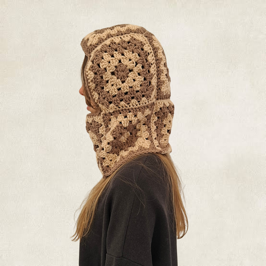 Multicoloured granny square balaclava