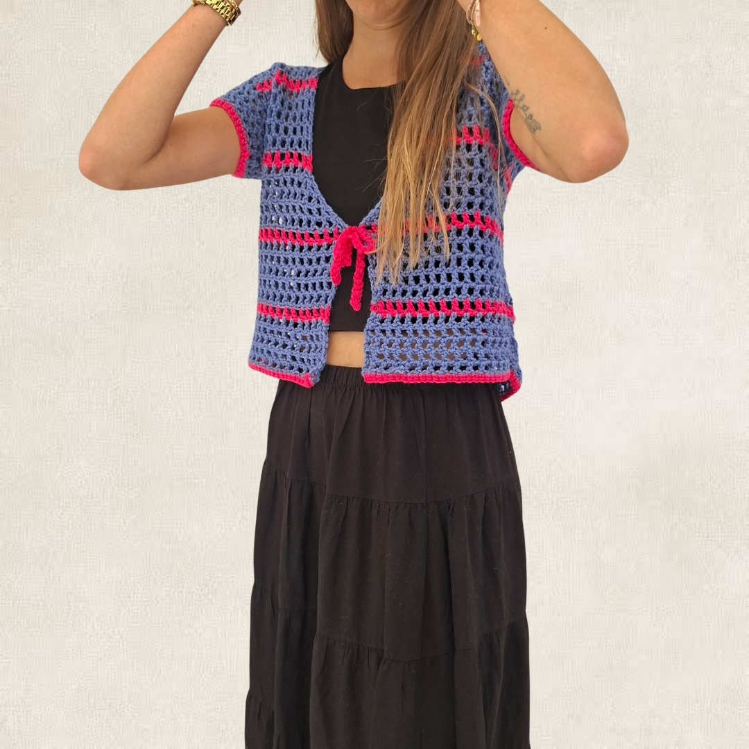 Cardigan rayé en crochet