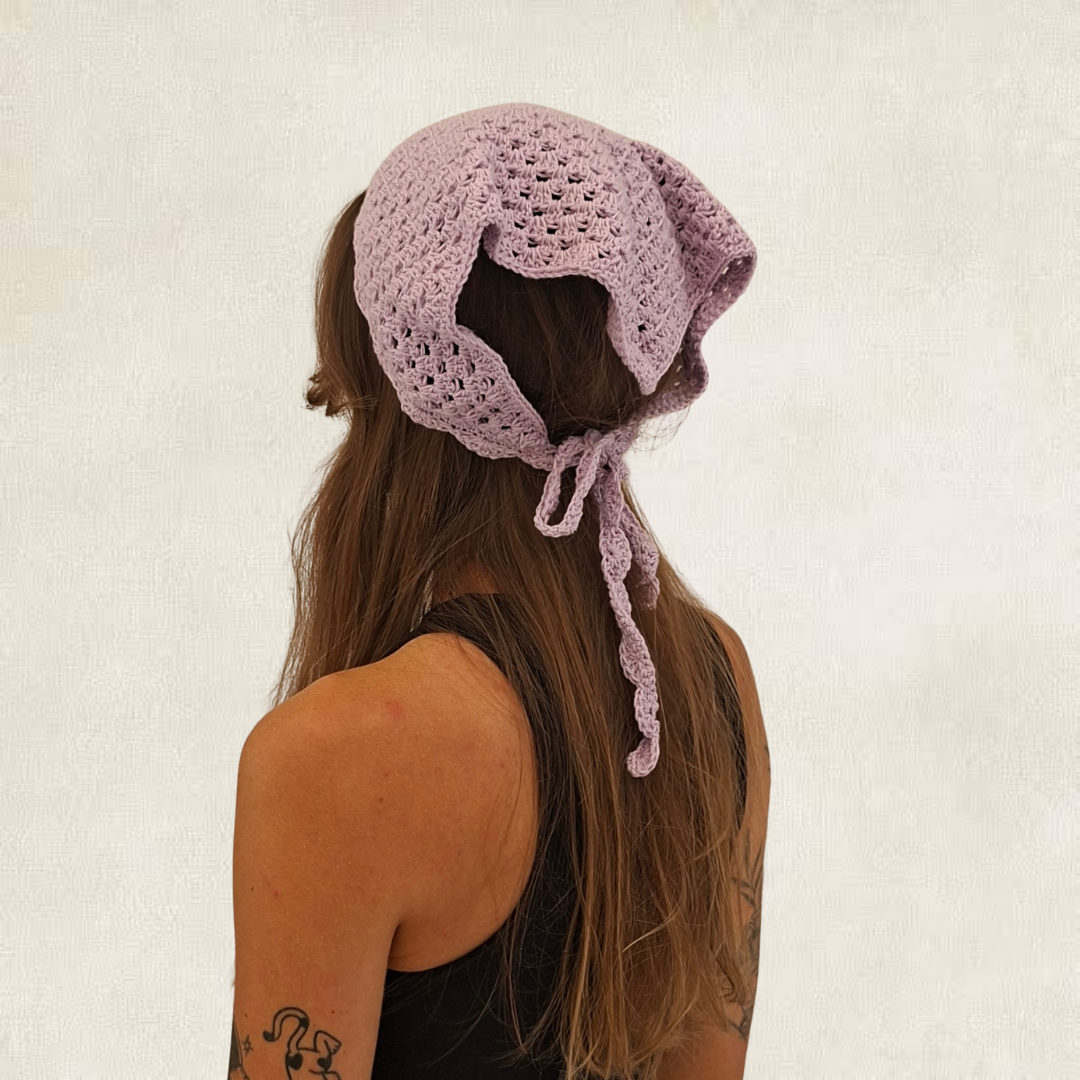 Purple crocheted bandana