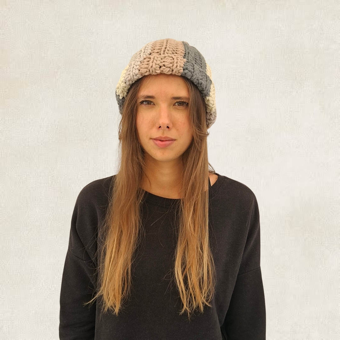 Crochet striped beanie
