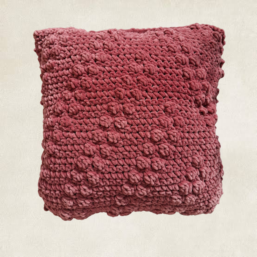 Two-tone crocheted cushion