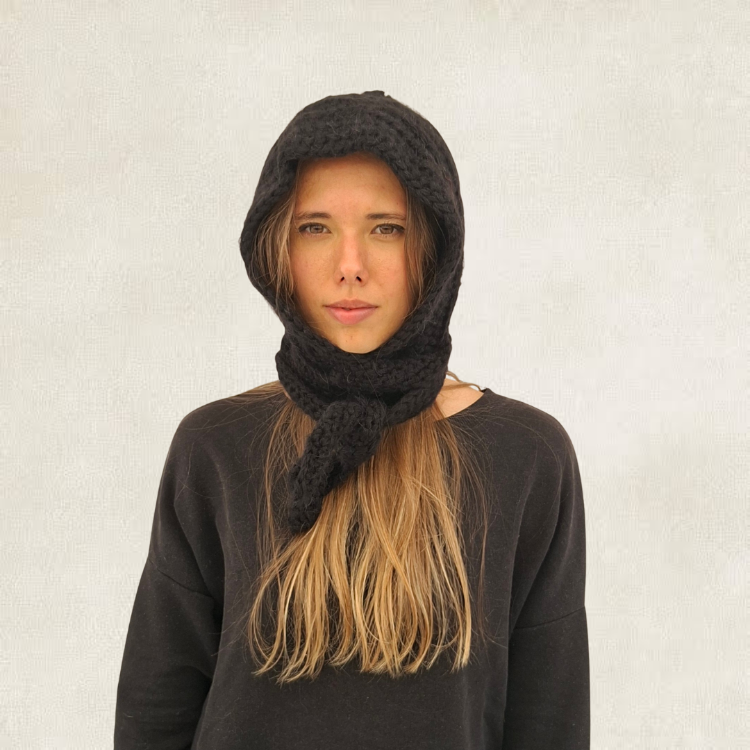 Black crochet tie balaclava