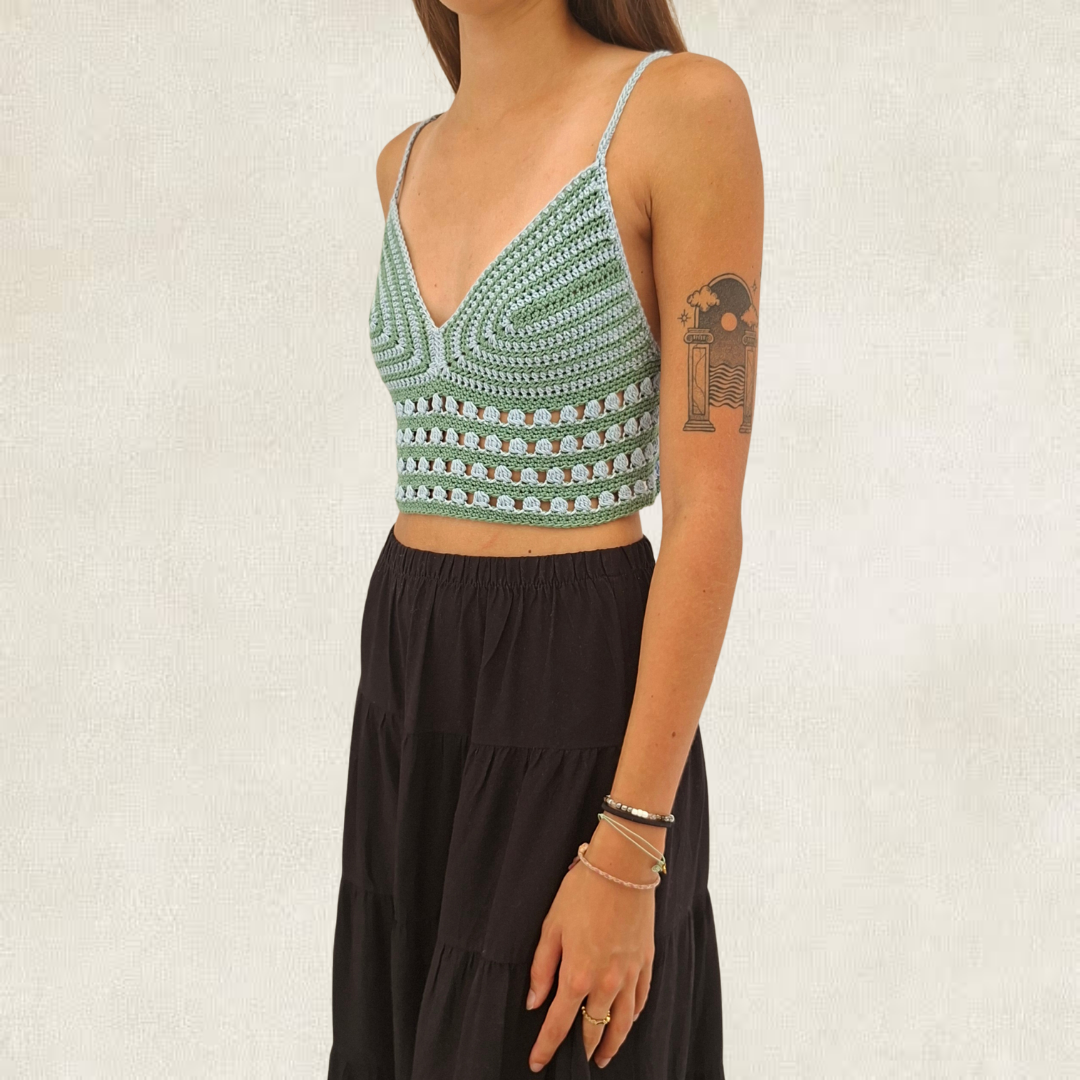 Striped crochet crop top