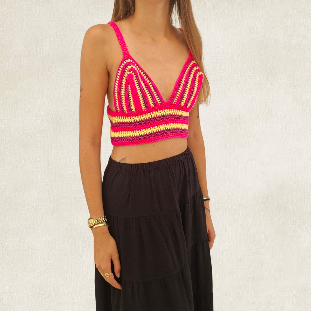 Multicolor crochet crop top