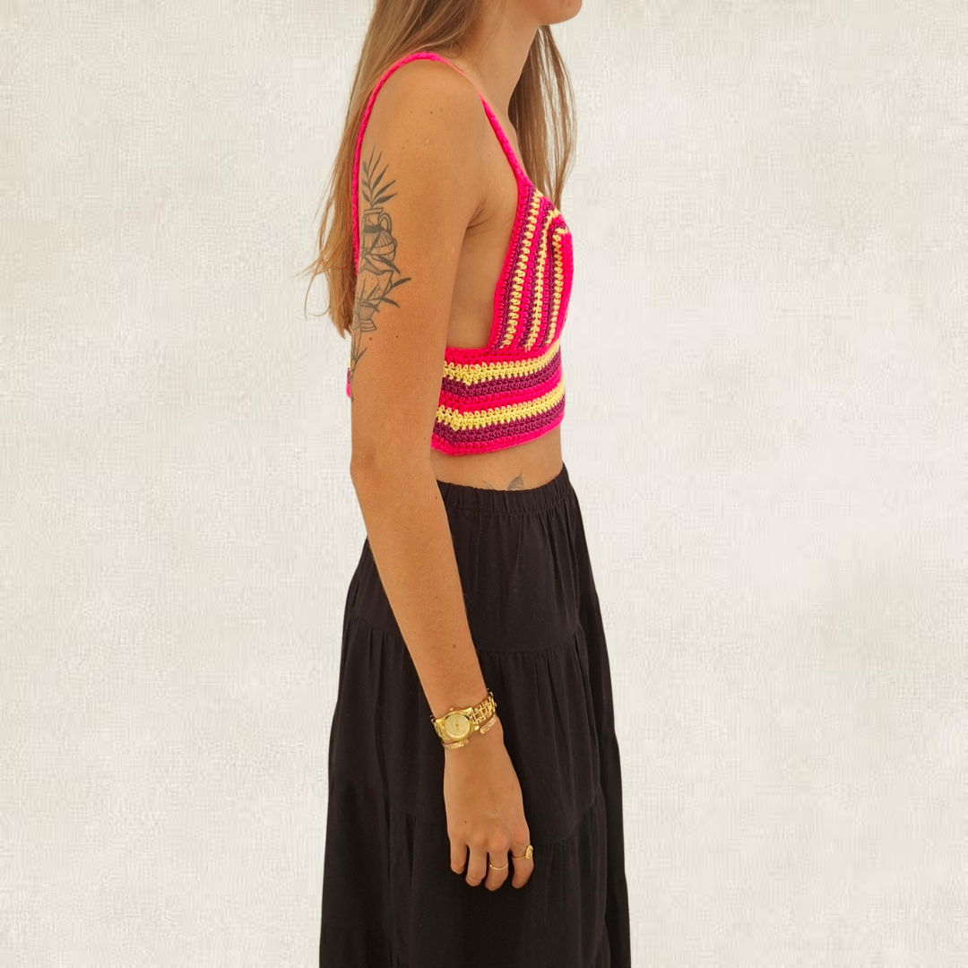 Multicolor crochet crop top