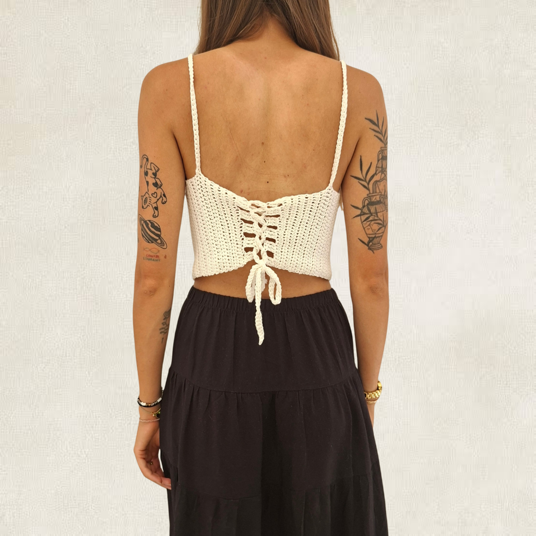 White crocheted "corset" top