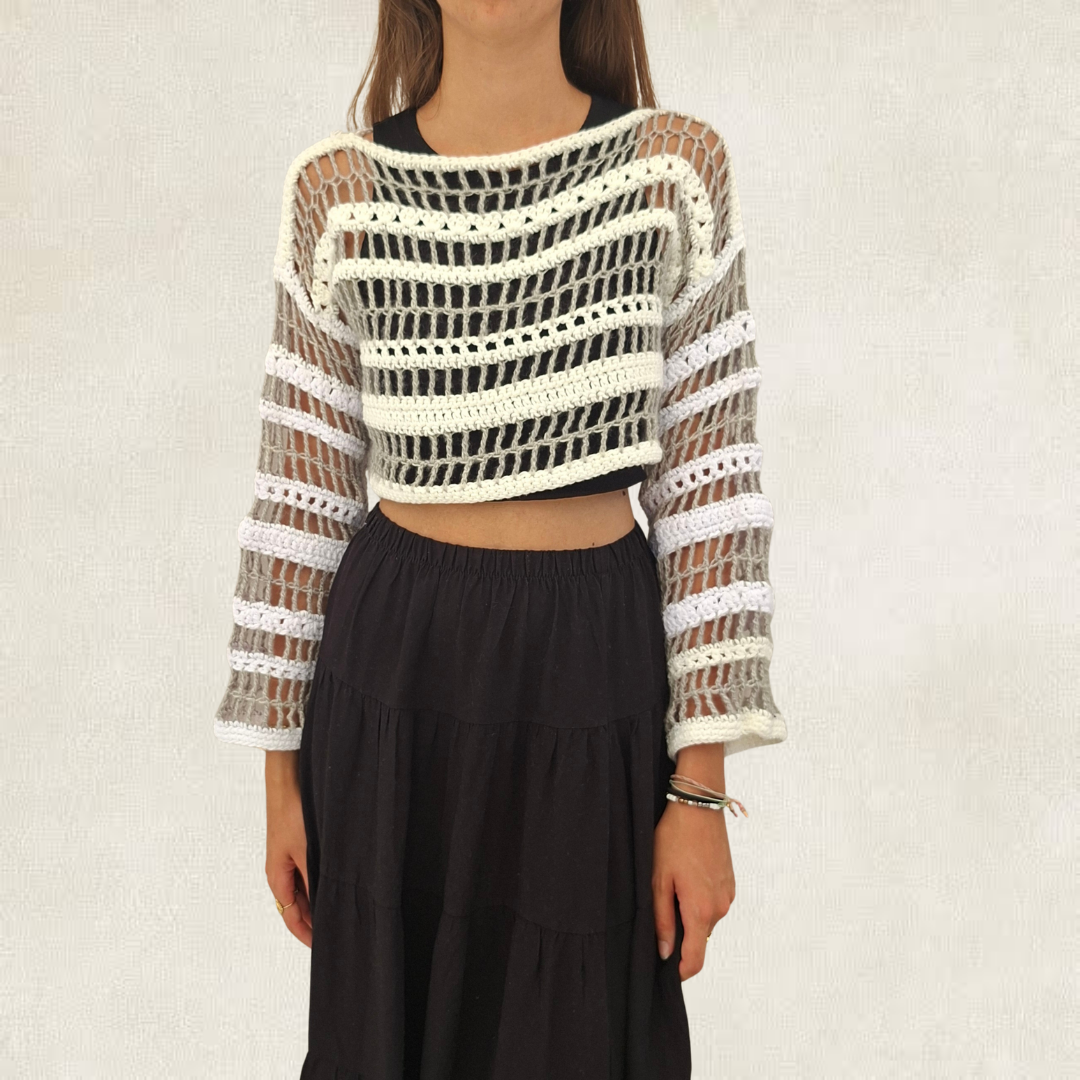 Haut en maille filet en crochet