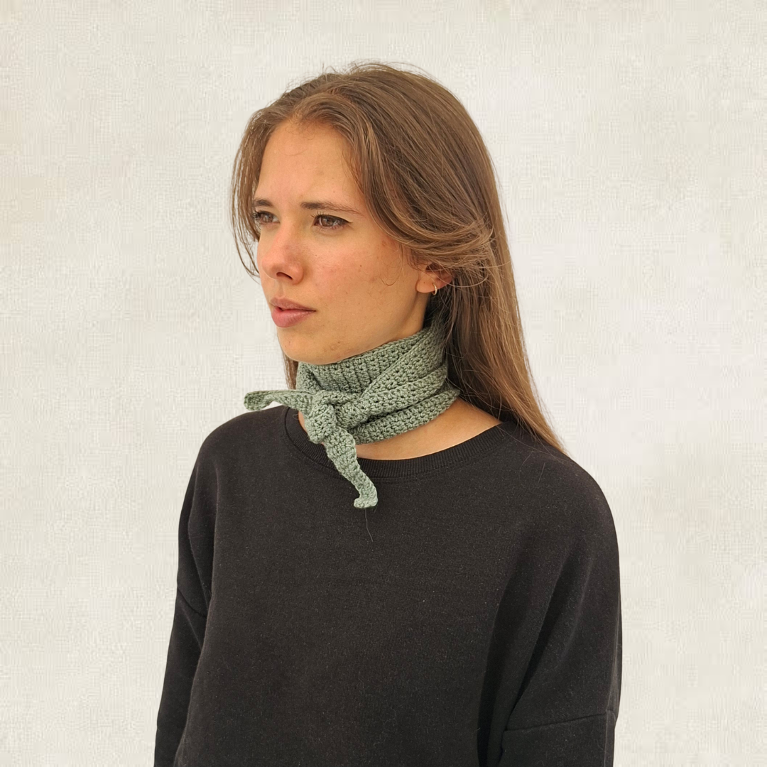 Small sage crochet scarf