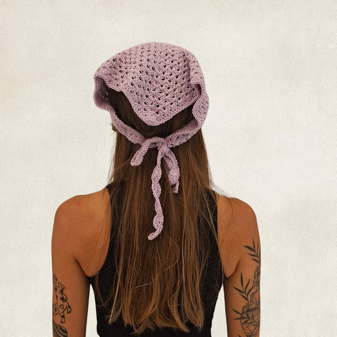 Purple crocheted bandana