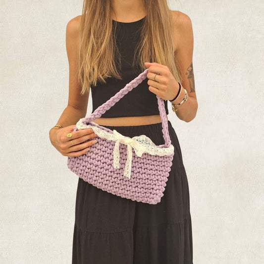 Small purple handbag - Crochet & Lace - Handmade