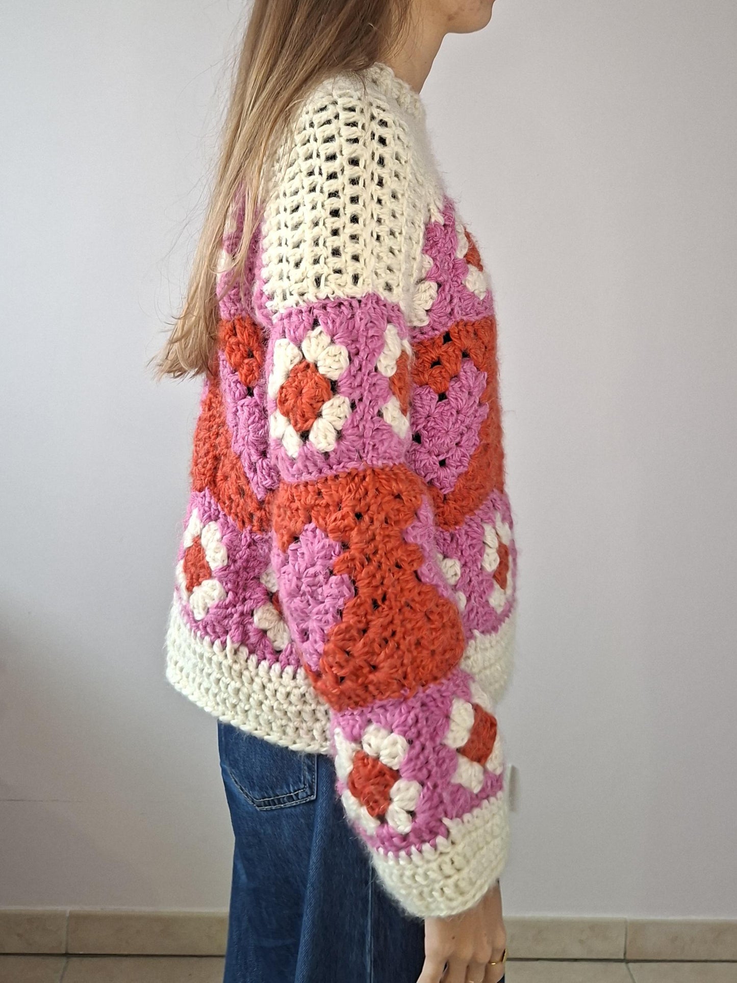 Crochet Sweater Pattern with Hearts – PDF Crochet Pattern