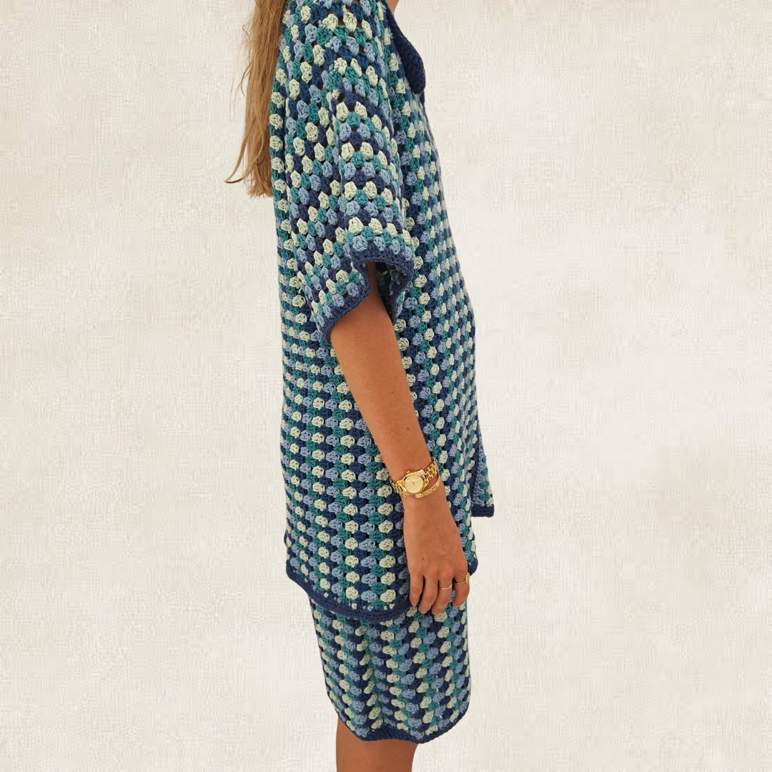 Ensemble rayé bleu Homme en crochet