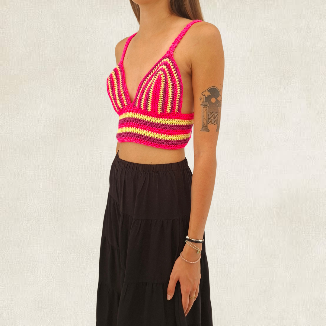 Multicolor crochet crop top