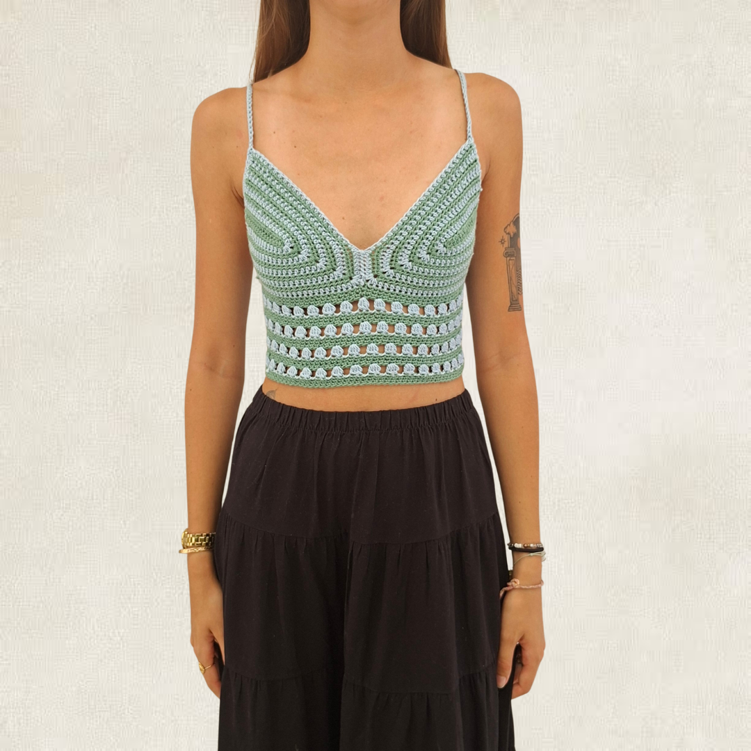 Striped crochet crop top