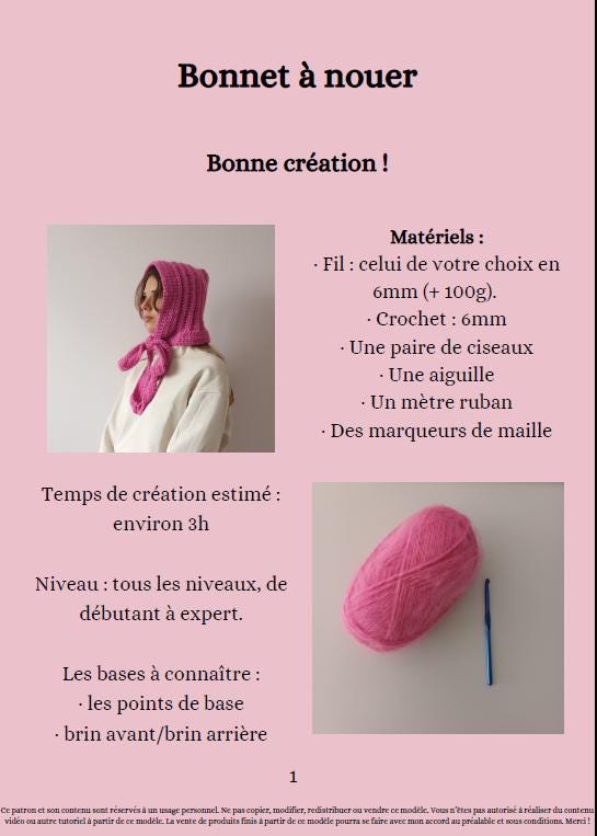 Modèle Crochet Cagoule à nouer – Patron PDF Crochet