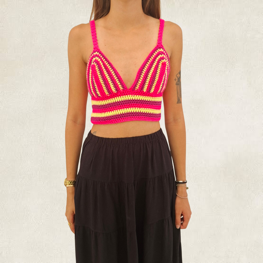 Multicolor crochet crop top