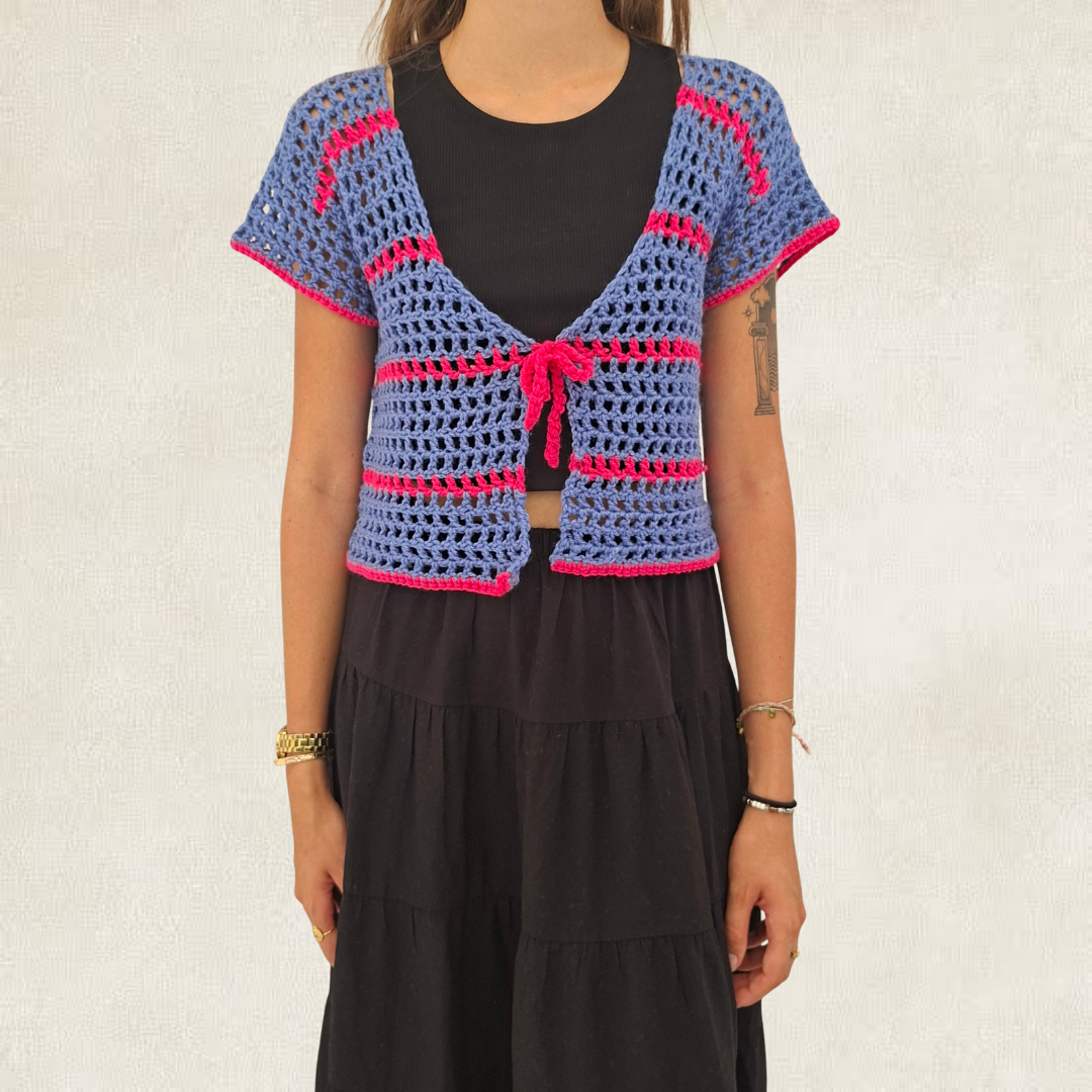 Cardigan rayé en crochet