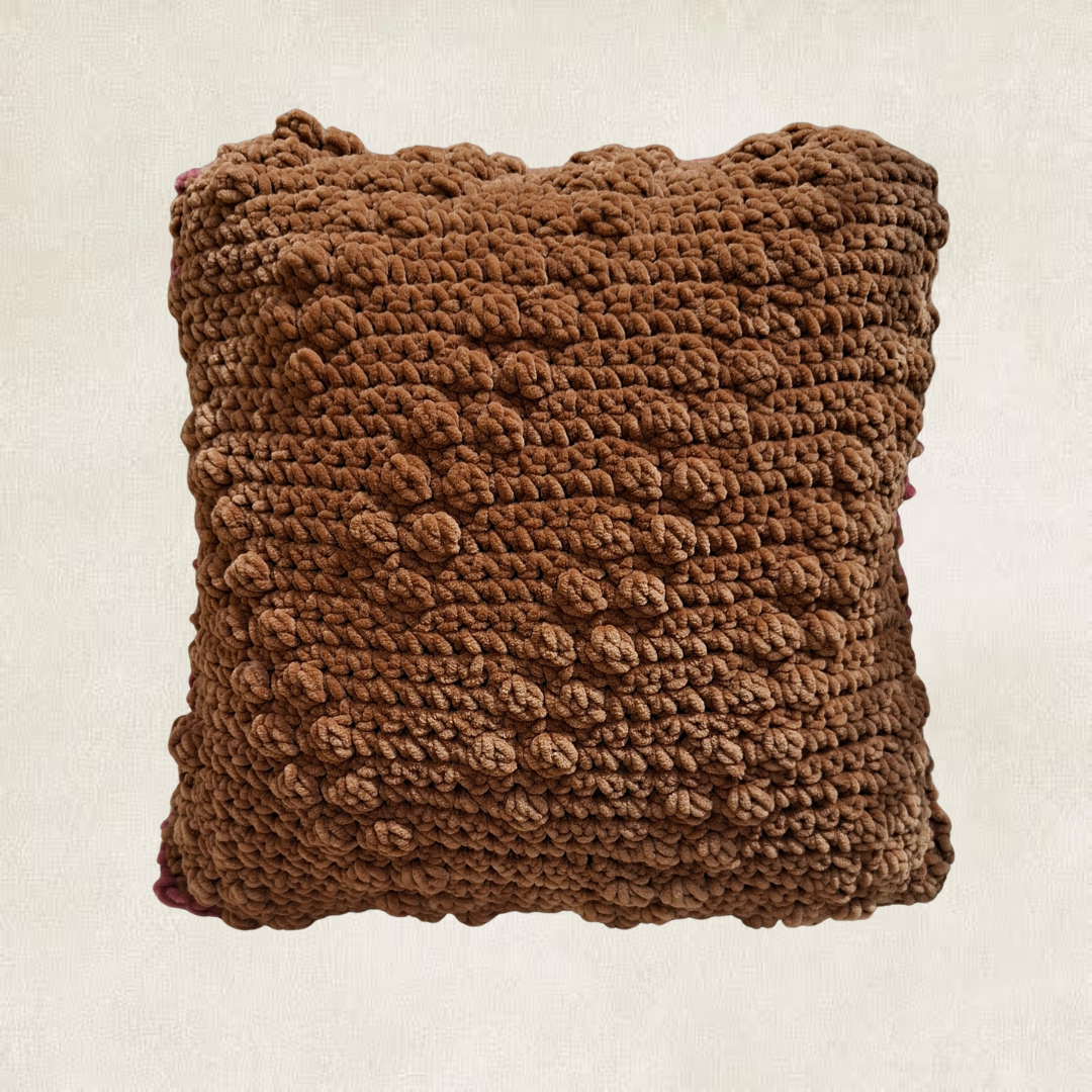 Two-tone crocheted cushion