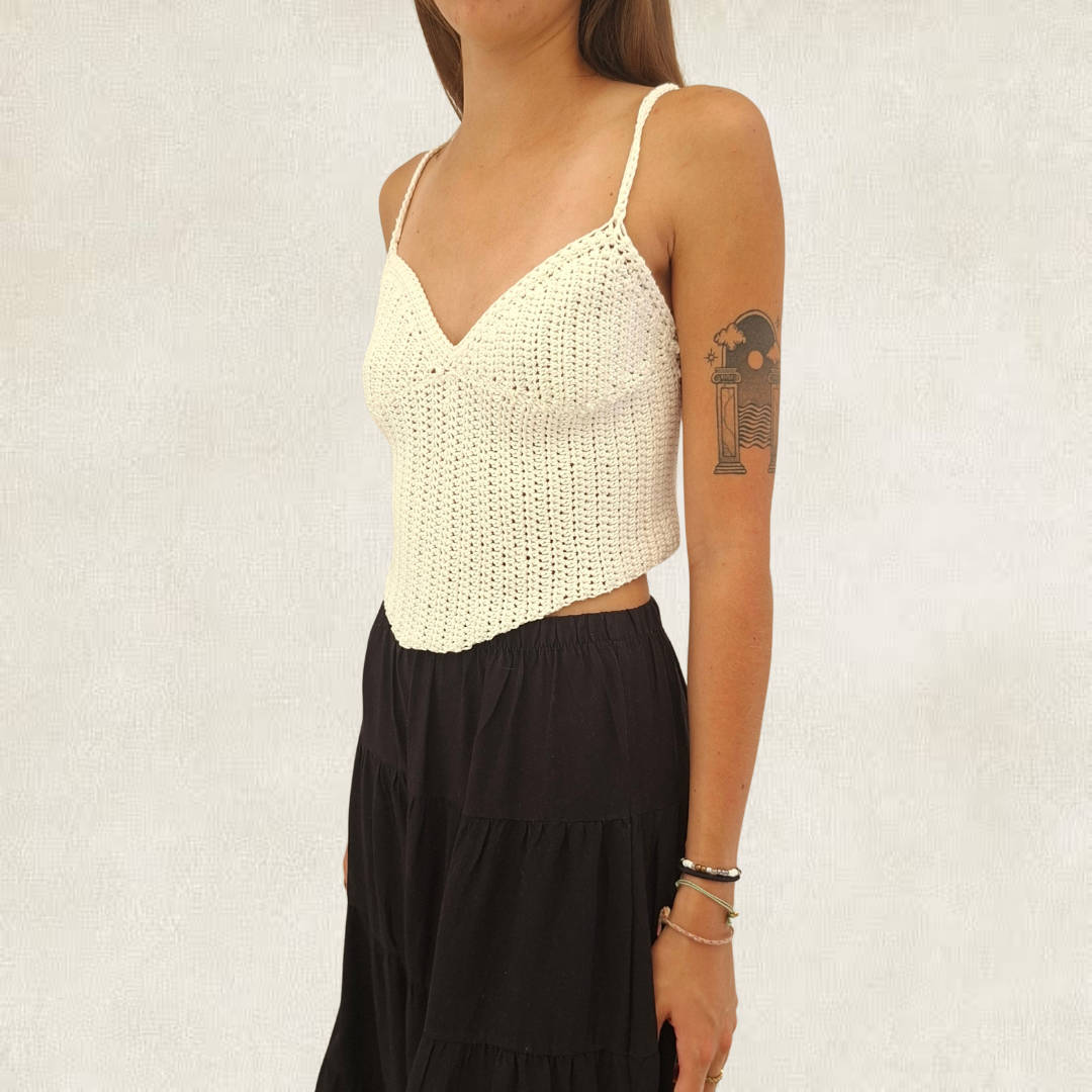 White crocheted "corset" top