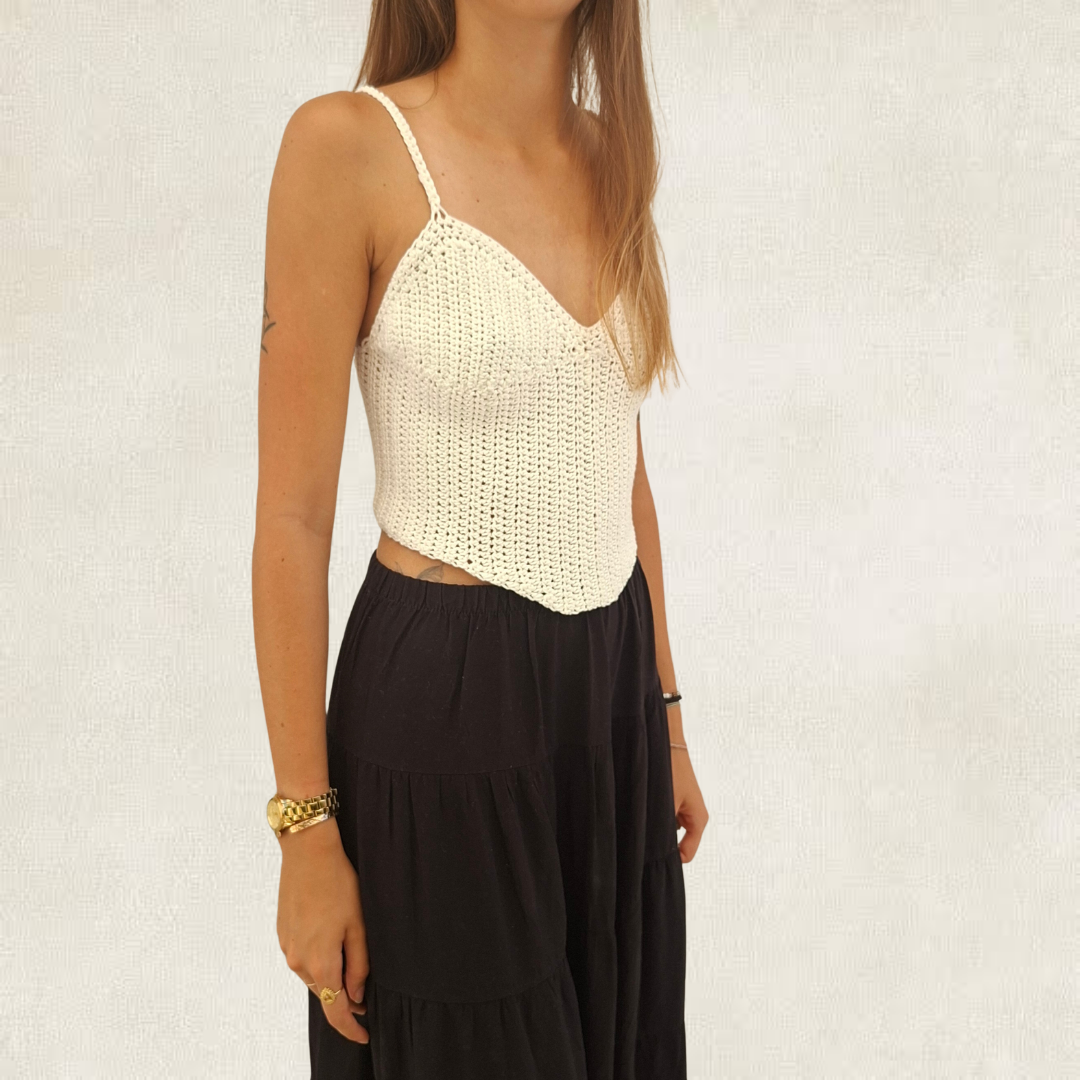 White crocheted "corset" top