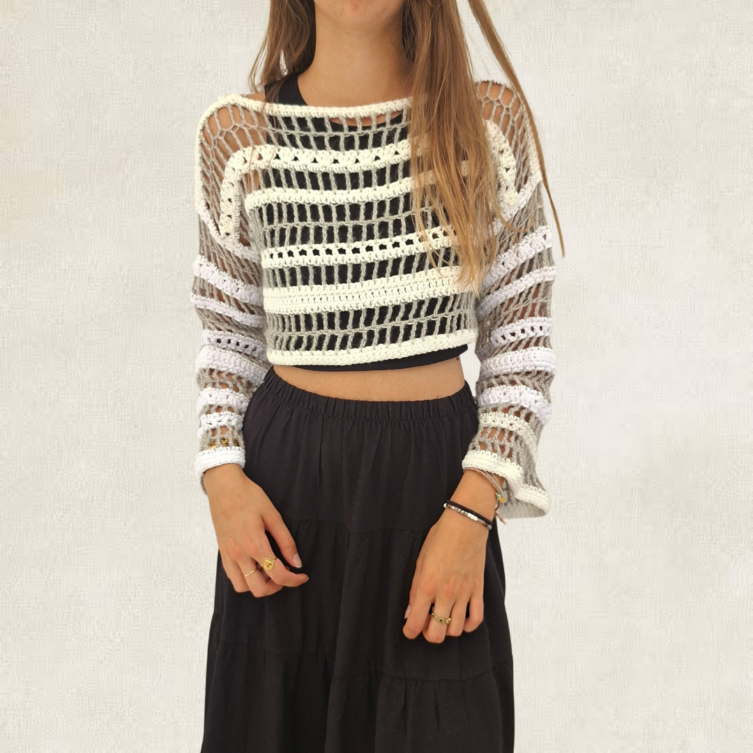 Haut en maille filet en crochet