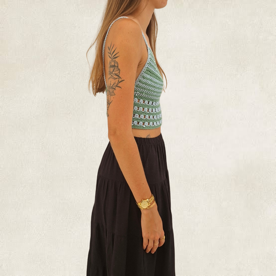 Striped crochet crop top