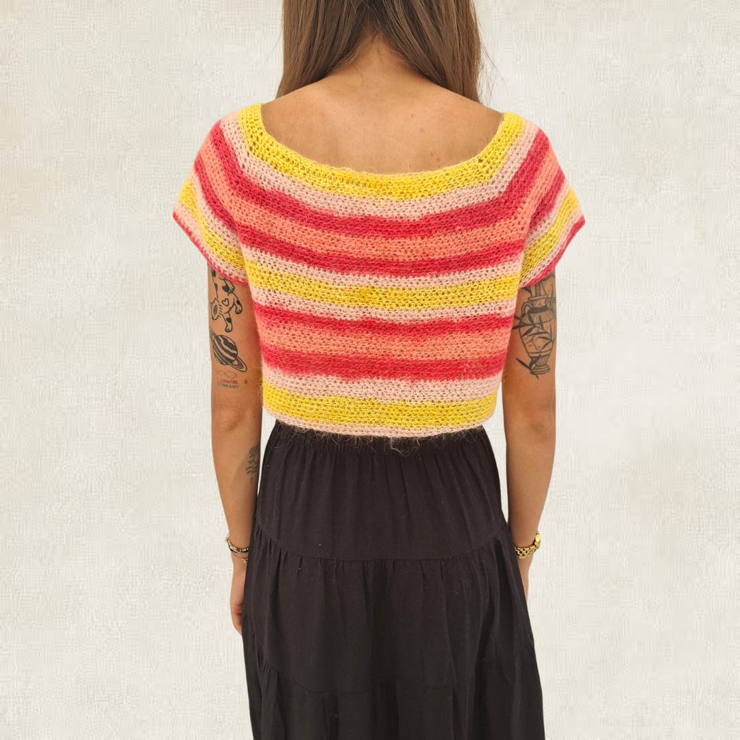 Multicolor striped crochet crop top