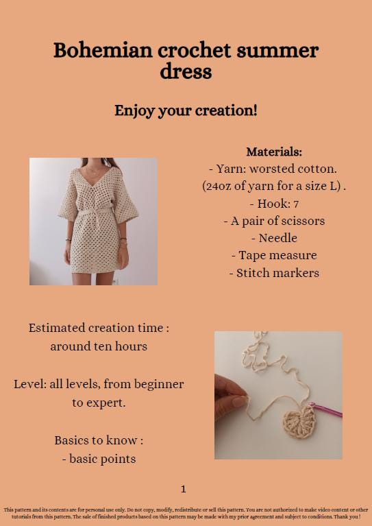 Crochet Pattern Bohemian Summer Dress – PDF Crochet Pattern