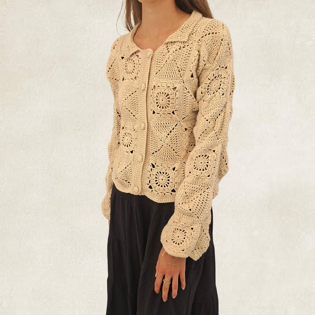 Beige granny square shirt