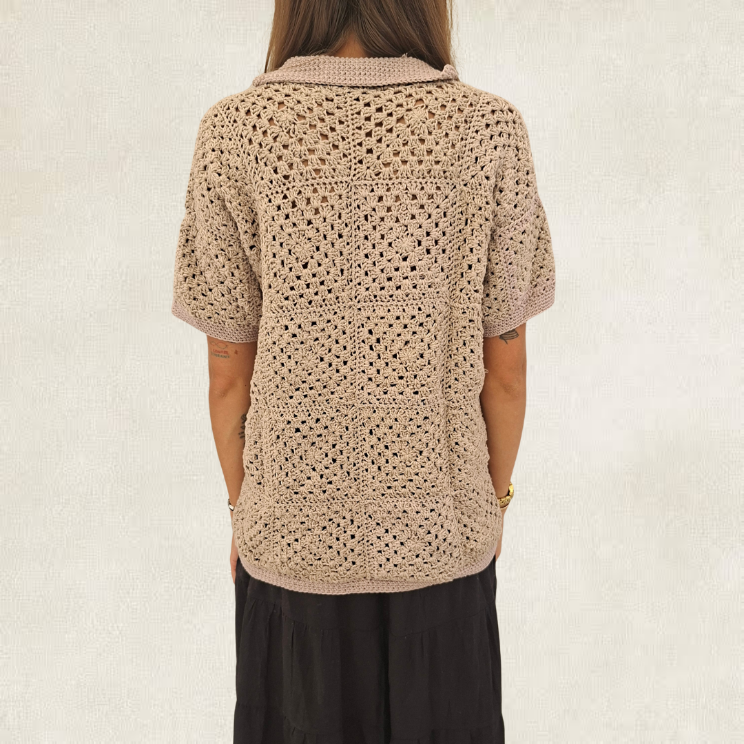 Brown granny square shirt