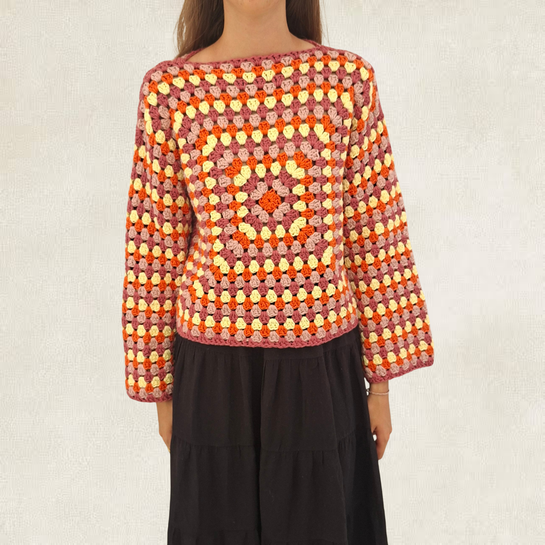 Haut manches longues en granny squares