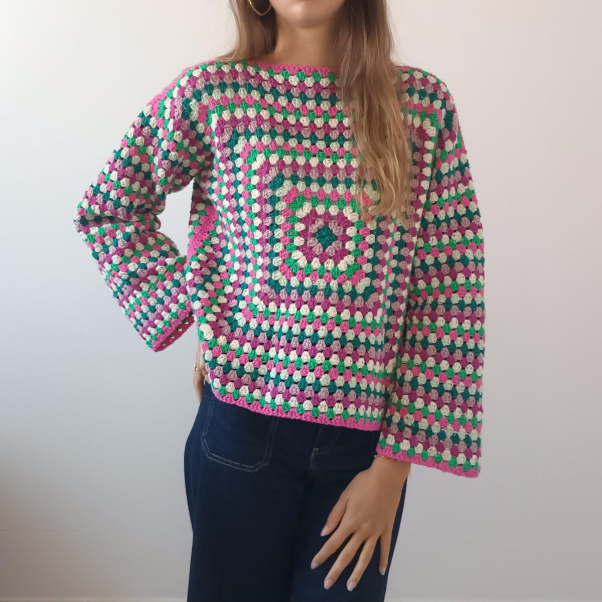 Modèle Crochet Manches Longues Granny squares – Patron PDF Crochet