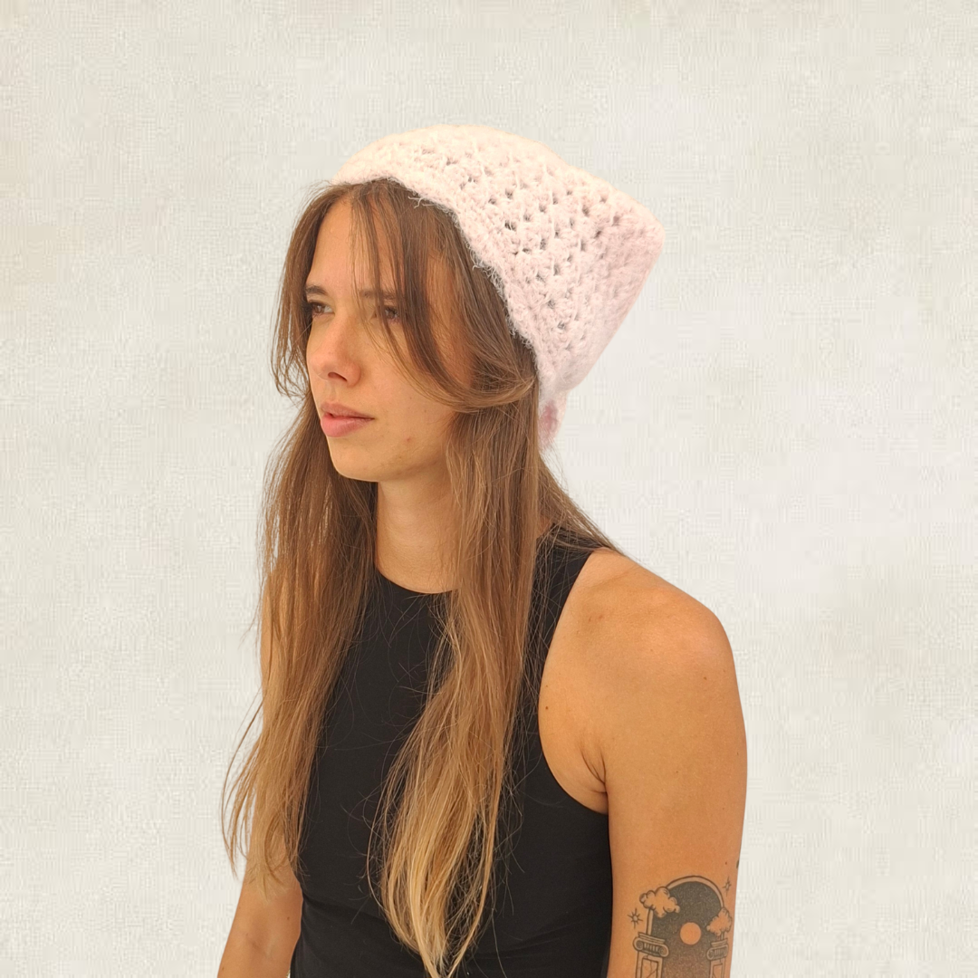 Purple crocheted bandana