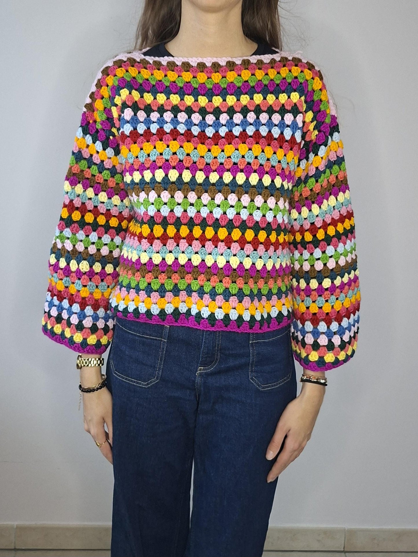 Multicolor Striped Crochet Sweater Pattern – PDF Crochet Pattern