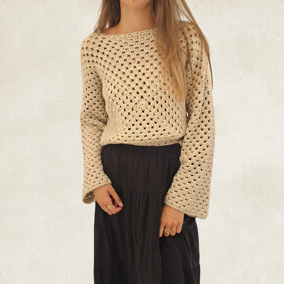 Granny square long-sleeved top