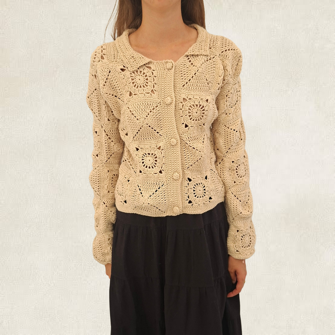 Beige granny square shirt