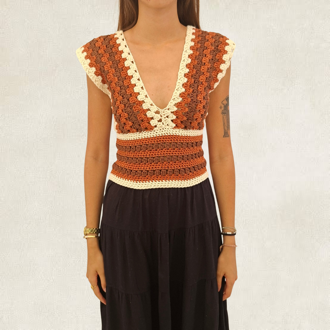 Modèle Crochet Top d'été rayé – Patron PDF Crochet