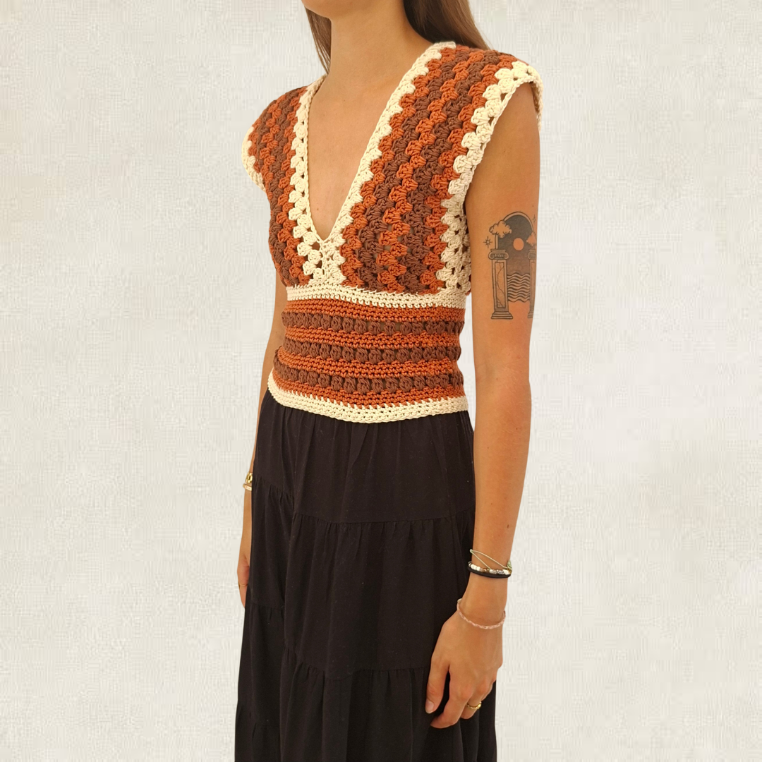 Modèle Crochet Top d'été rayé – Patron PDF Crochet