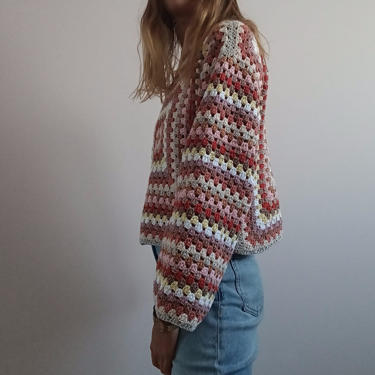 Modèle Crochet Manches Longues Granny squares – Patron PDF Crochet