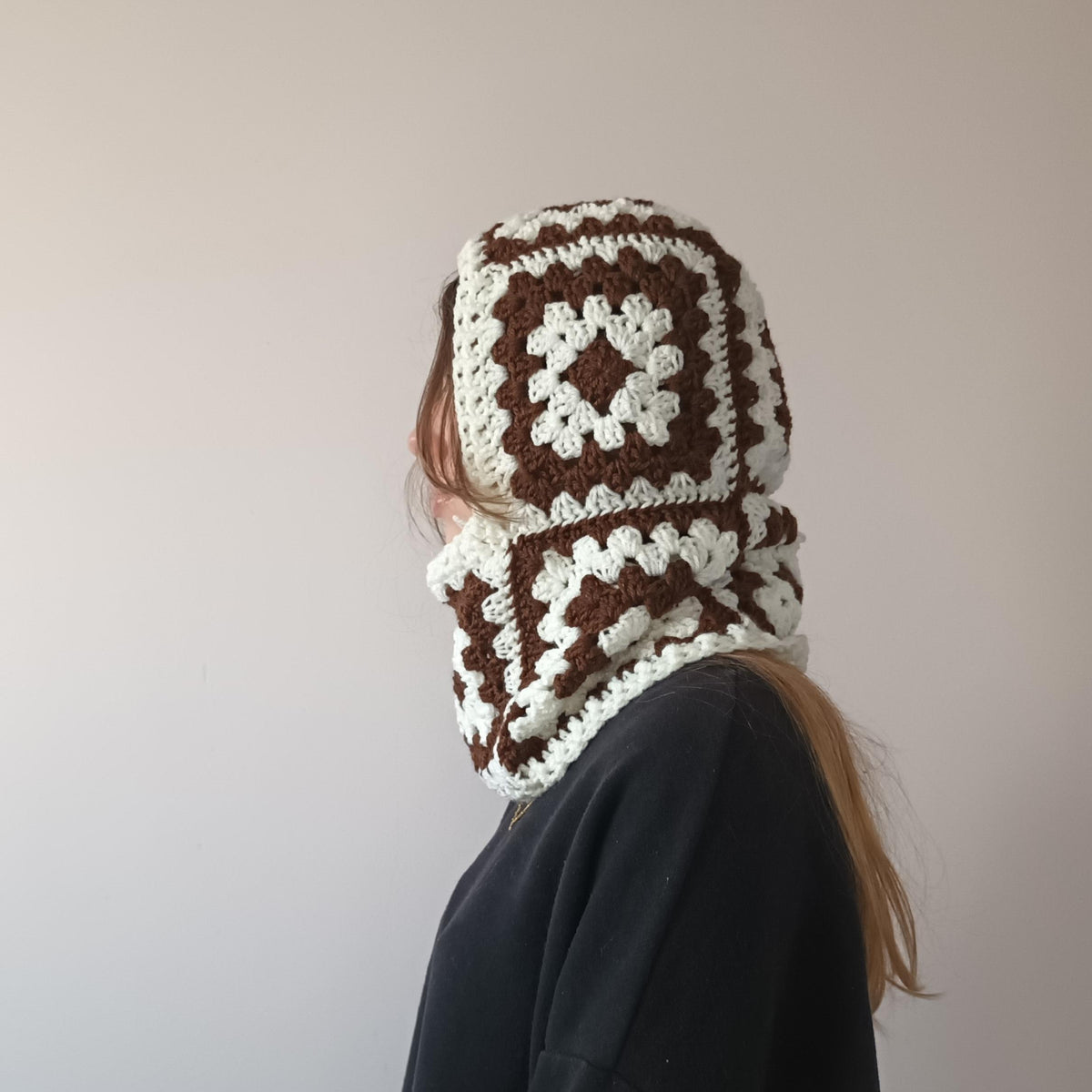 Black & White Granny Square Balaclava Crochet Pattern – PDF Crochet Pattern