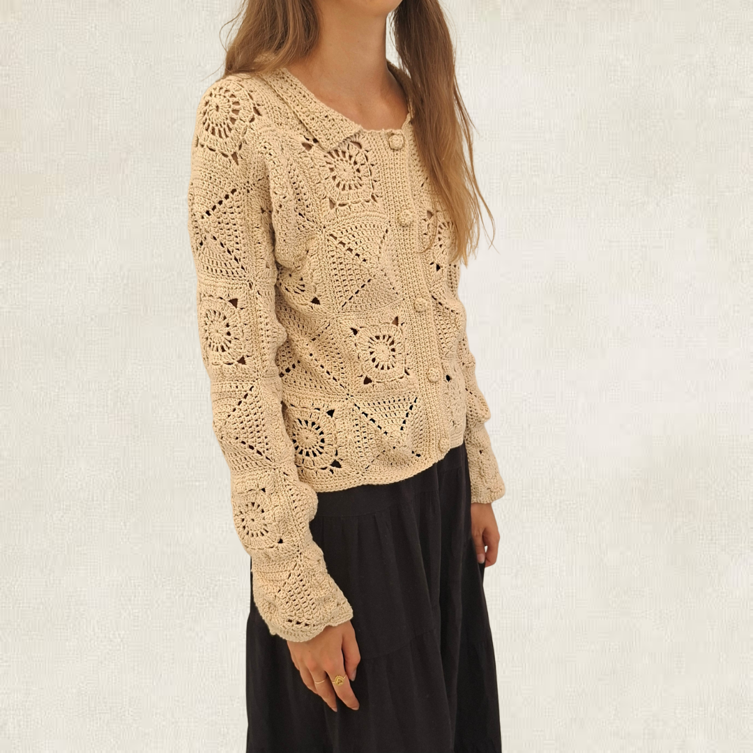 Beige granny square shirt