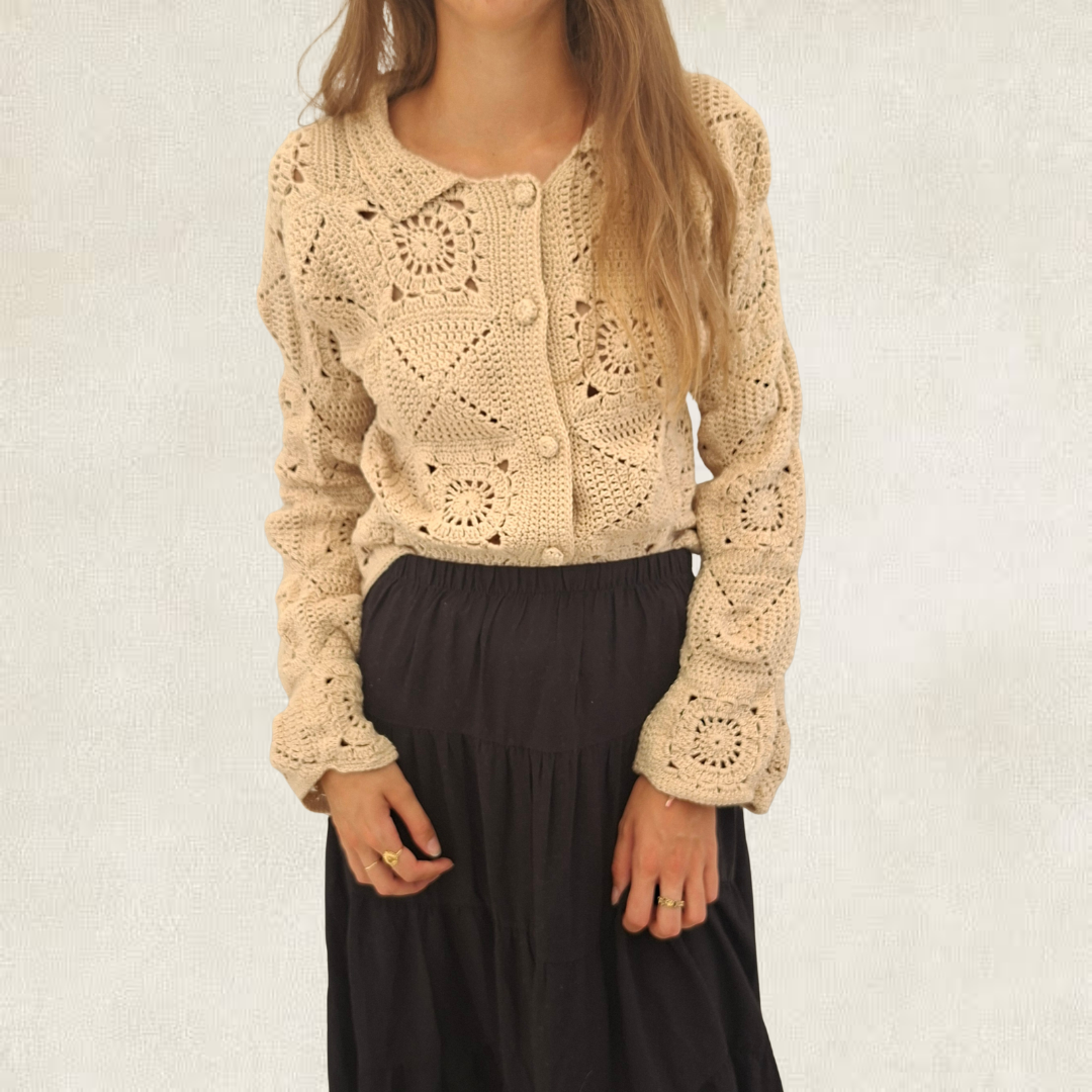 Beige granny square shirt