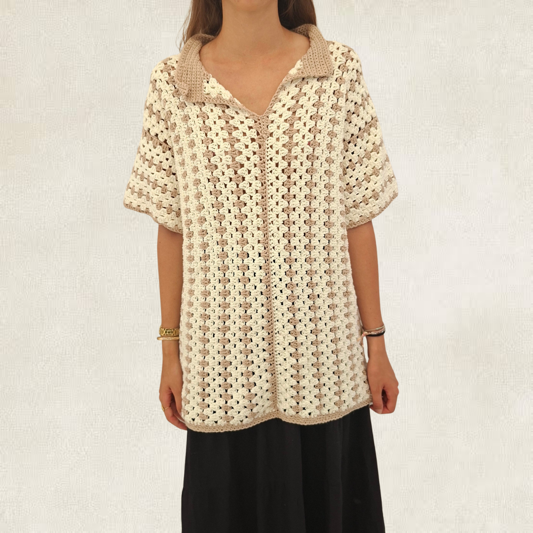 Men's Crocheted Striped Shirt