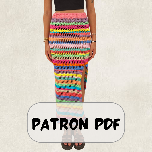 Crochet Pattern Long Striped Multi-Colored Skirt – PDF Crochet Pattern