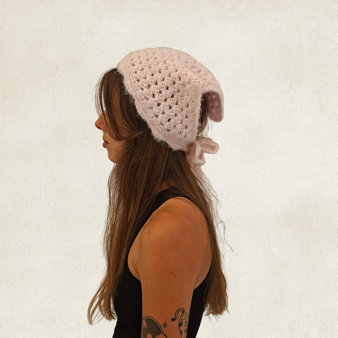 Purple crocheted bandana