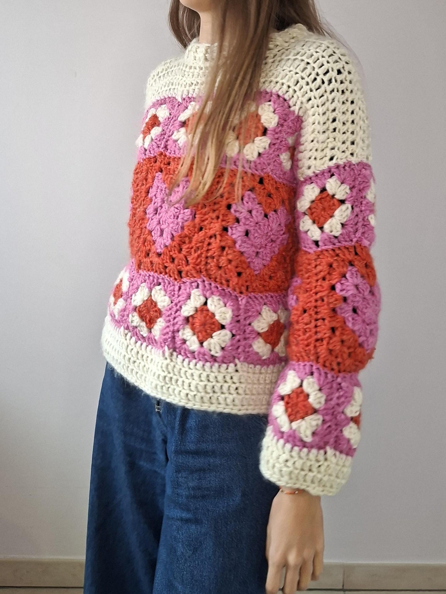 Crochet Sweater Pattern with Hearts – PDF Crochet Pattern