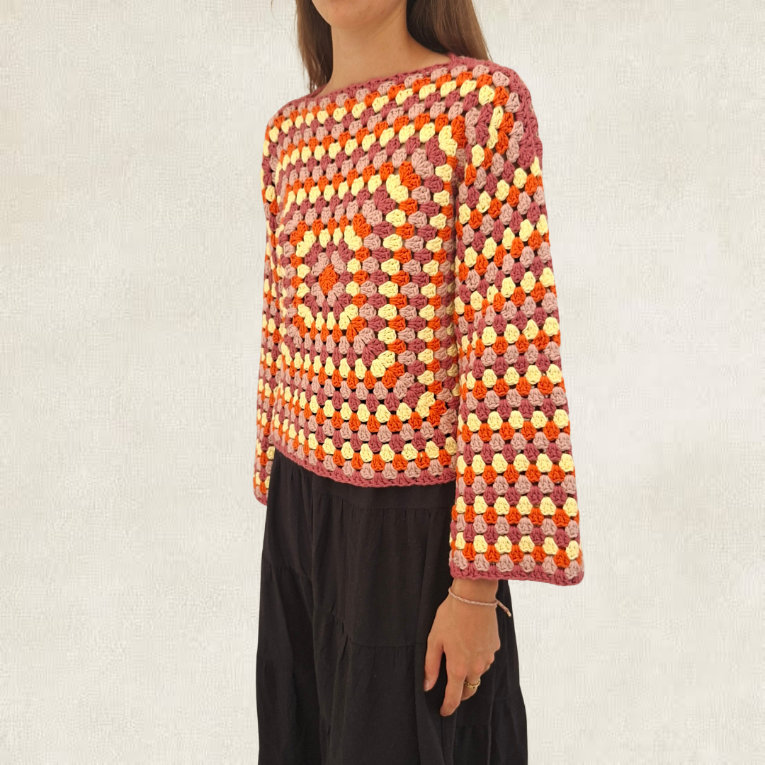 Haut manches longues en granny squares