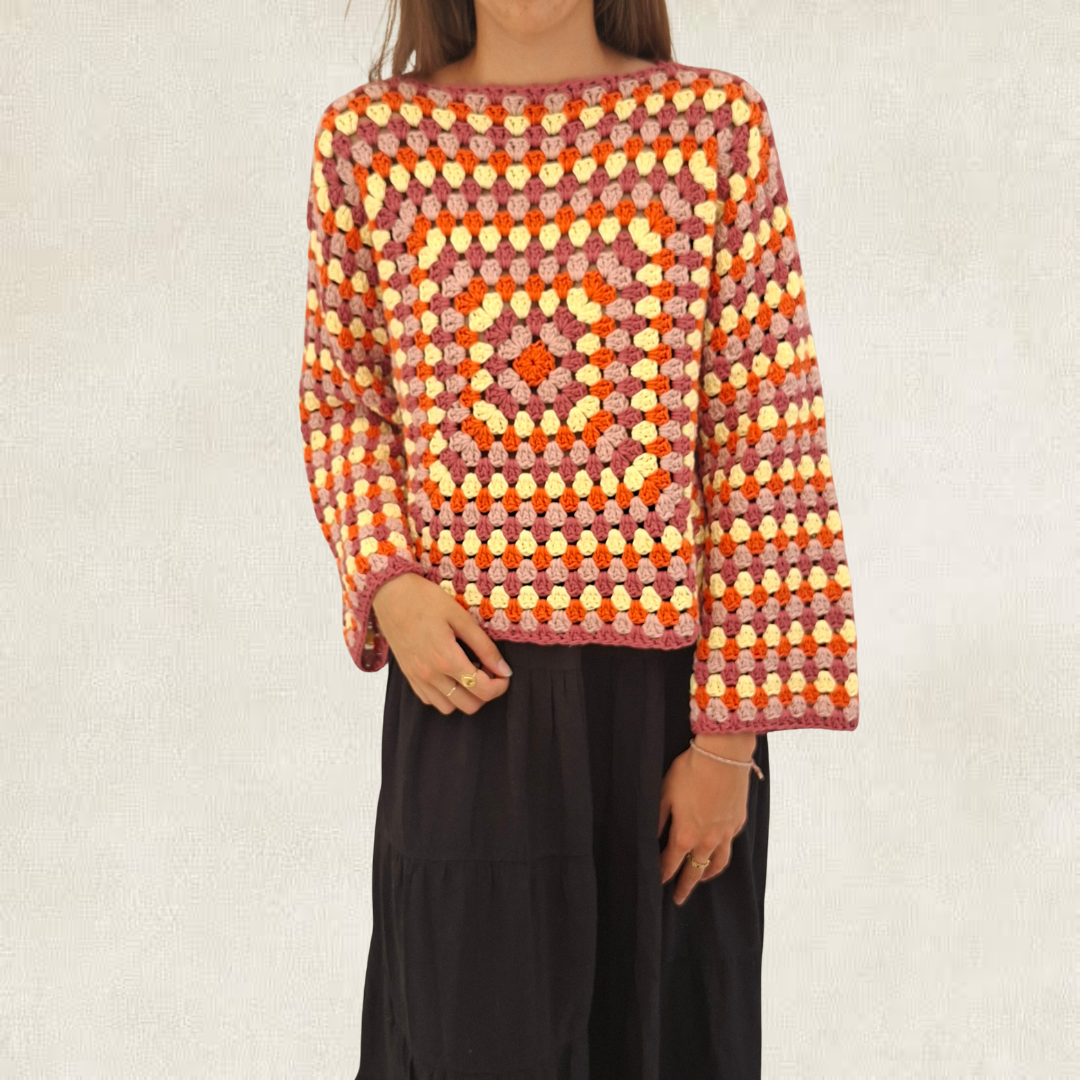Haut manches longues en granny squares