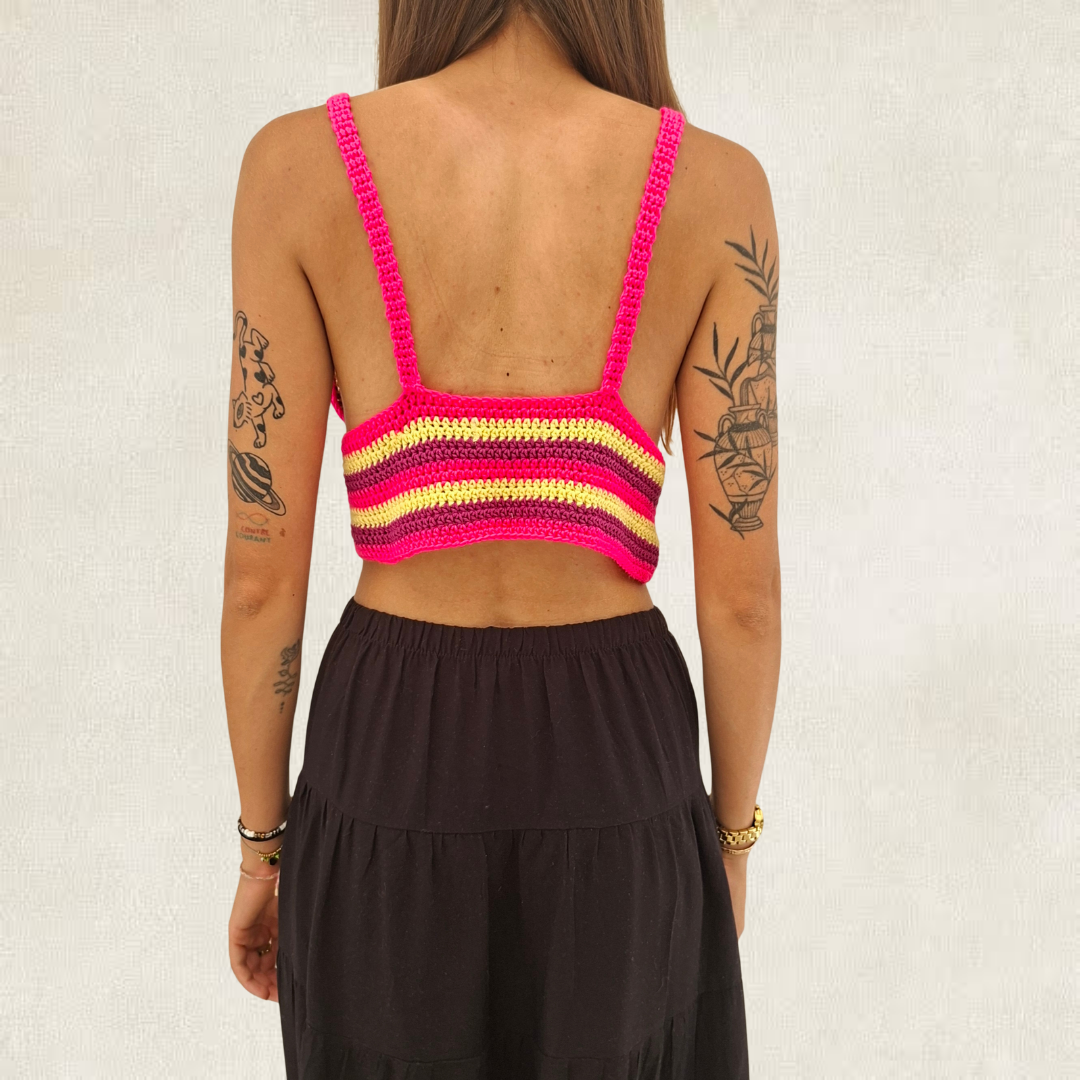 Multicolor crochet crop top